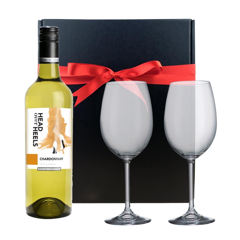 Head over Heels Chardonnay And Bohemia Glasses In A Gift Box